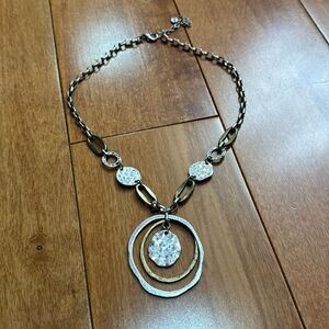 RUBY RD Two Tone Hammered Metal Circles Necklace Adjustable